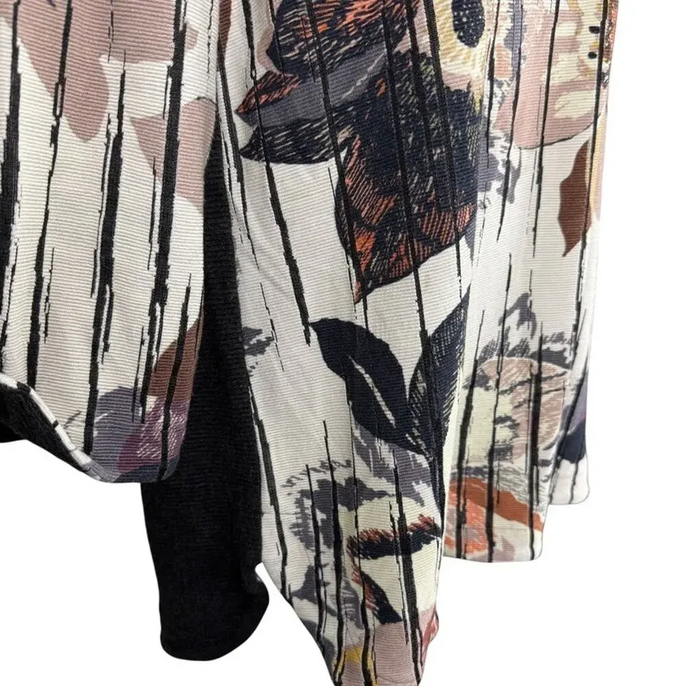 John Mark Womens Floral Long Sleeve Oversized Longline Pullover Sweater sz M